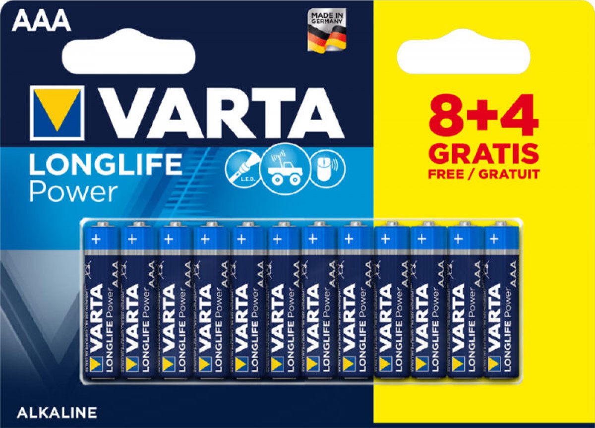 Blister 8+4 pile Stilo (AAA-LR3) Varta 