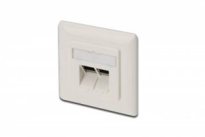 PLACCA PRESA MURO CAT. 6A SCHERMATA CON 2 PRESE RJ45 INSTALLAZIONE CAVI ORIZZONTALE