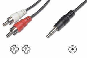 CAVO STEREO PER COLLEGAMENTO CASSE-SCHEDA AUDIO 1 CONNETTORE 3,5 MM. - 2 CONNETTORI CINCH (RCA) MASCHIO - MT. 20