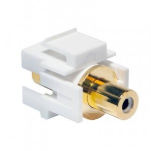 CONNETTORE RCA FEMMINA/FEMMINA PER INSERIMENTO IN PANNELLI KEYSTONE COLORE BIANCO