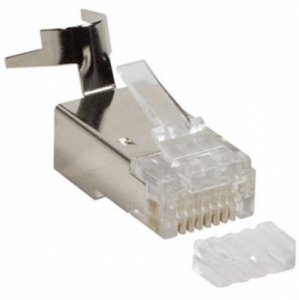 SET 10 CONNETTORI SCHERMATI RJ45 8 POLI CON INSERITORE PER CAVO CAT6/CAT6A/CAT7