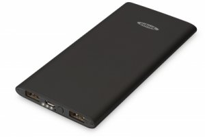 POWER BANK SLIM IN ALLUMINIO 5000 MAH 2 PORTE USB 1x1A, 1x 2,1A NERO