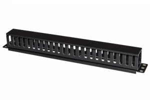 PANNELLO PASSACAVI 1 UNITA' A GABBIA PER RACK CON COPERCHIO SCORREVOLE 25 SLOT COLORE NERO