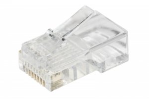 CONFEZIONE 100 CONNETTORI 8 POLI CAT 5E UTP NON SCHERMATO RJ45 PER CAVO SOLIDO