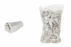 CONFEZIONE 100 COPRICONNETTORI 6MM PER PLUG RJ45 8 POLI CAVO CAT 5E- 6 GRIGIO