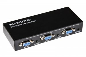 SPLITTER VGA 4 PORTE AMPLIFICATO 500 MZH CON AUDIO