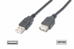 CAVO PROLUNGA USB MT. 5 - CONNETTORI A MASCHIO-FEMMINA CERTIFICATO USB 2.0 - COLORE NERO