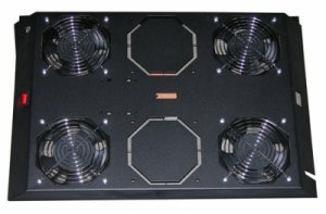 KIT 4 VENTOLE CON TERMOSTATO, 12.8 METRI  CUBI CIRCOLAZIONE D'ARIA COLORE NERO PER ARMADI LINEA SERVER (DN-19 FAN-4-1000SW)