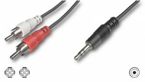 CAVO STEREO CON 1 CONNETTORE 3,5 MM. - 2 CONNETTORI CINCH (RCA) MASCHIO MT. 2,50